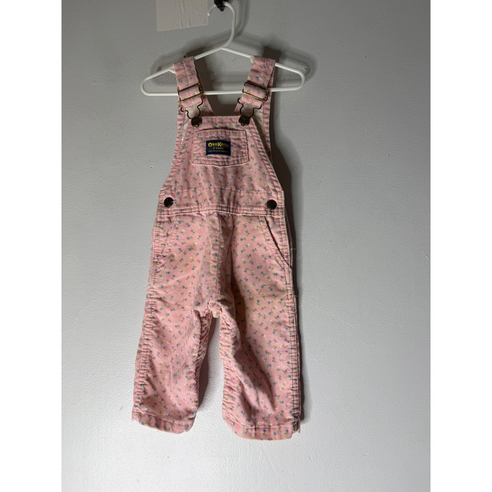 Vintage Oshkosh pink floral corduroy overalls size 24 months